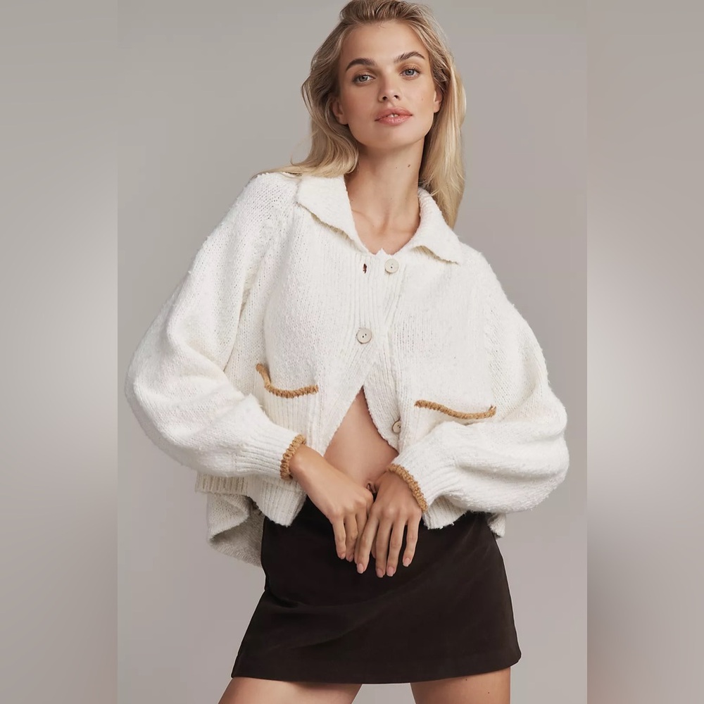 Anthropologie The Jesse Dog Icon Cardigan Sweater by Pilcro Golden Retriever - Picture 2 of 14